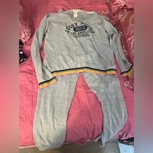 Lucky Brand Women’s Size Large Logo Lightweight Soft Touch Pajama Set NWT Gray